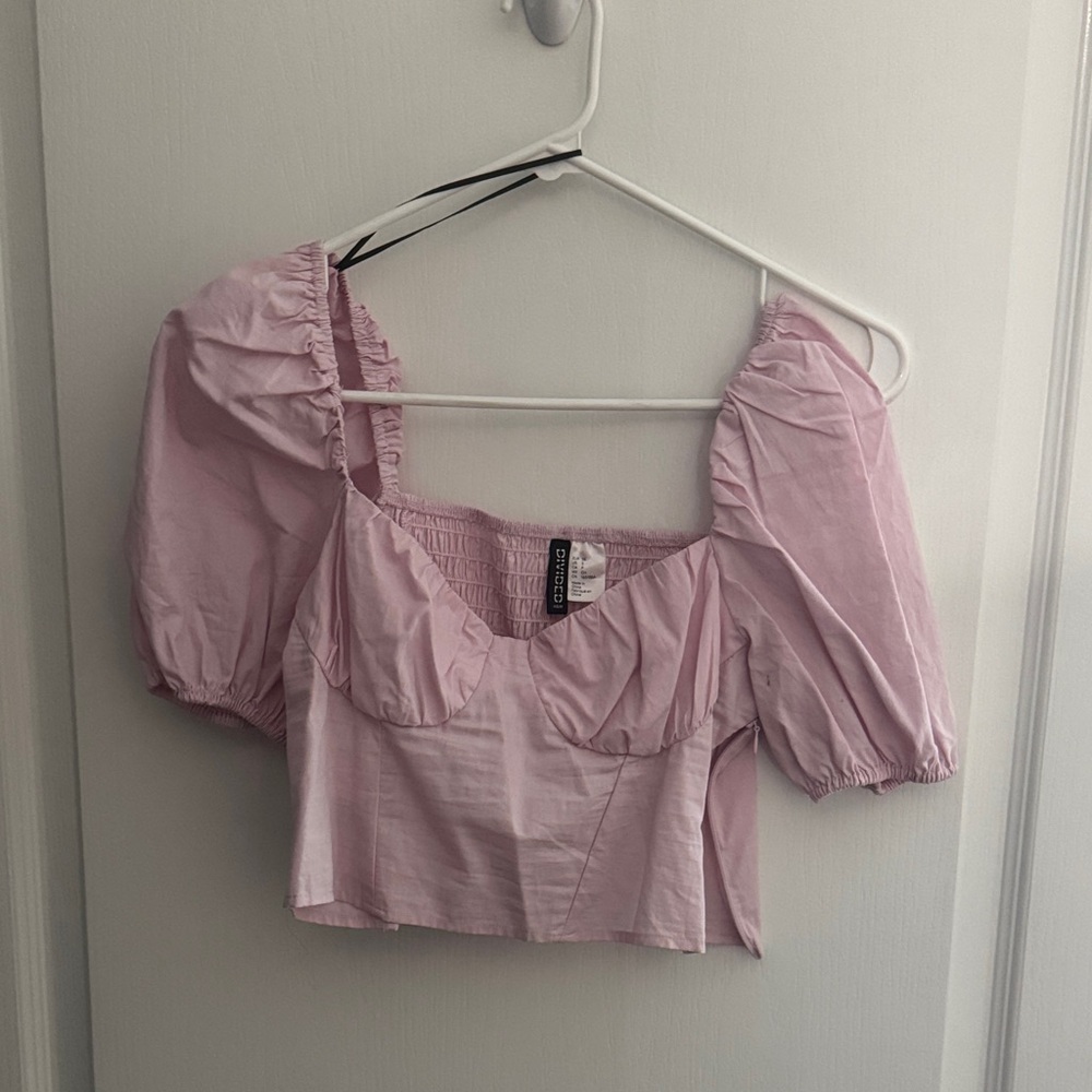 H&M Soft Pink Puff Sleeve Blouse